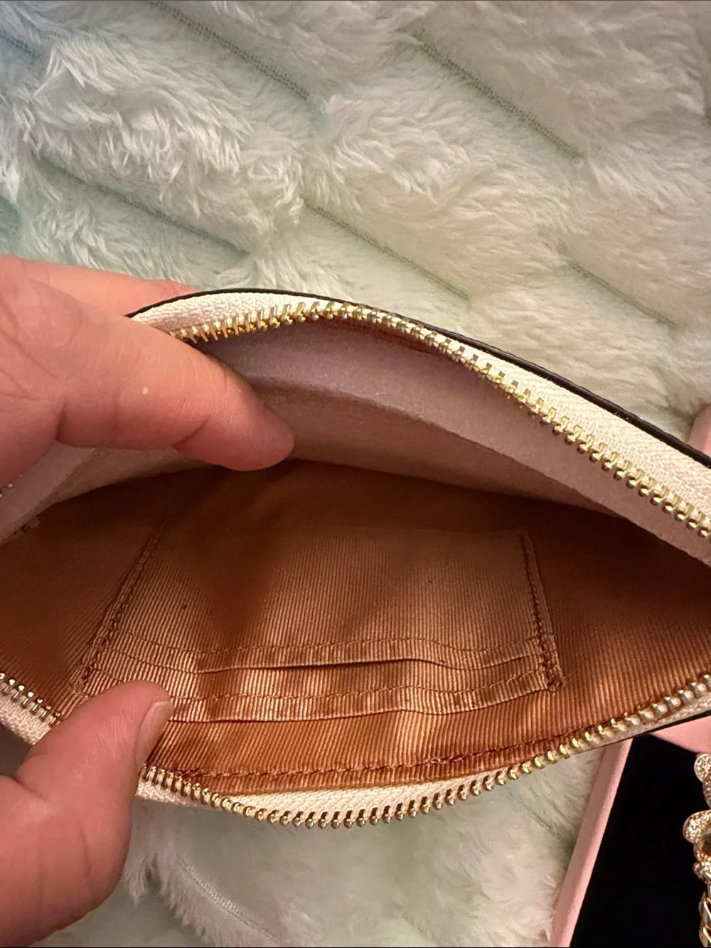 Coach Blush Signature Zip Wristlet with Gold Logo